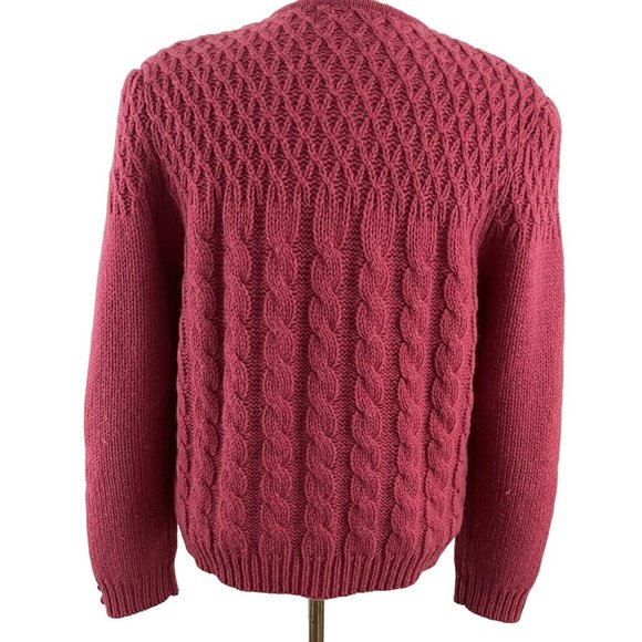 Vintage Robert Scott Ltd Women's L Wool Sweater Cable Knit Button Front Pink - Picture 8 of 8